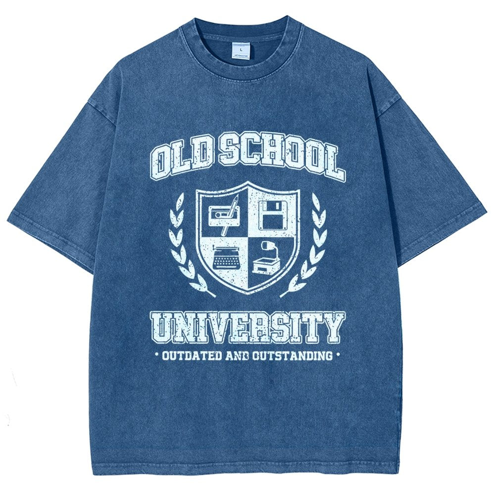 Old School University Vintage Distressed T-shirt