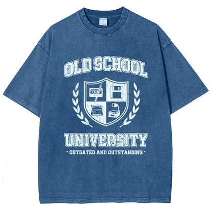Old School University Vintage Distressed T-shirt
