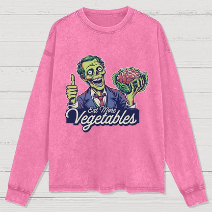 Eat More Vegetable Washed Long Sleeve Tee