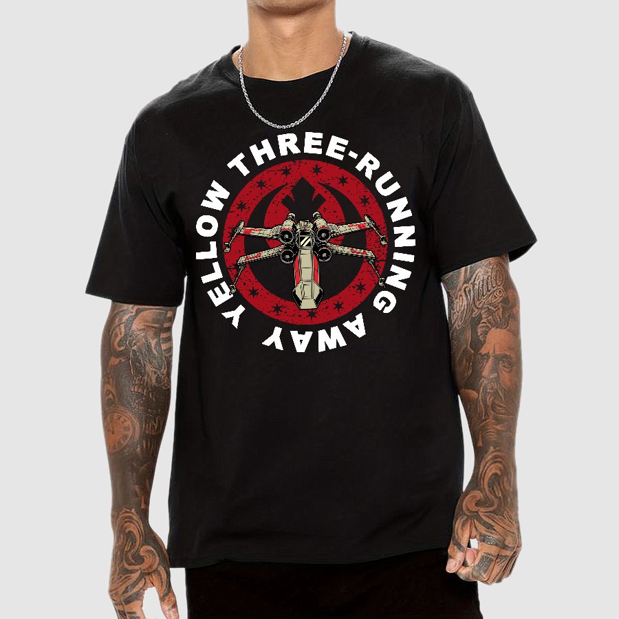 Yellow Three-Sprinting Away Geek T-Shirt