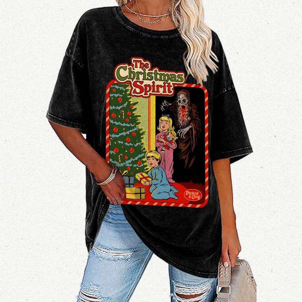 The Christmas Spirit Vintage Distressed T-shirt