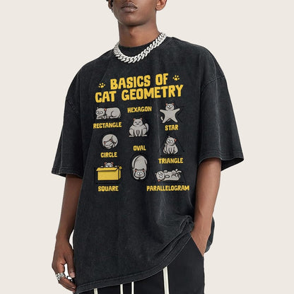 Basics of Cat Geometry Vintage Distressed T-shirt