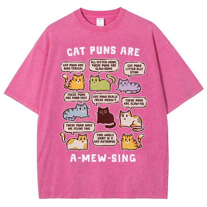 Cat Puns Are A-Mew-sing Vintage Distressed T-shirt