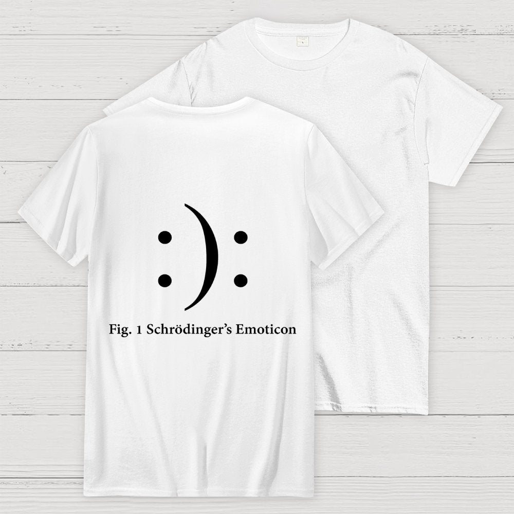 Schrodinger's Emoticon Front And Back Printing Geek T-Shirt