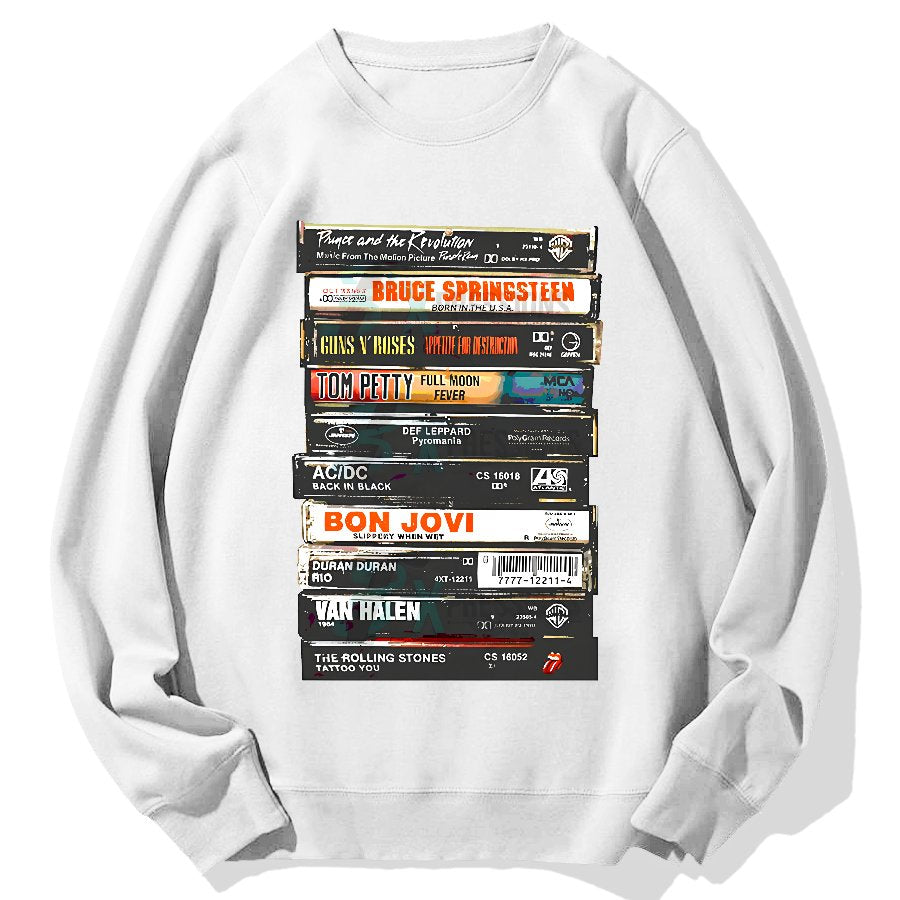 Vintage Rock Cassettes Geek Cotton Sweatshirt