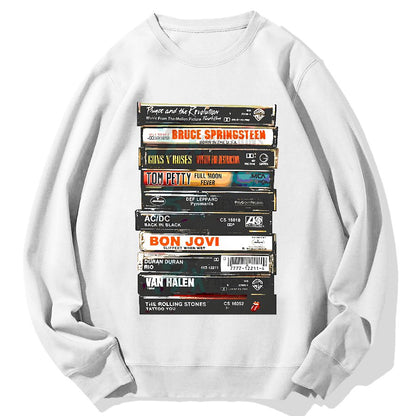 Vintage Rock Cassettes Geek Cotton Sweatshirt
