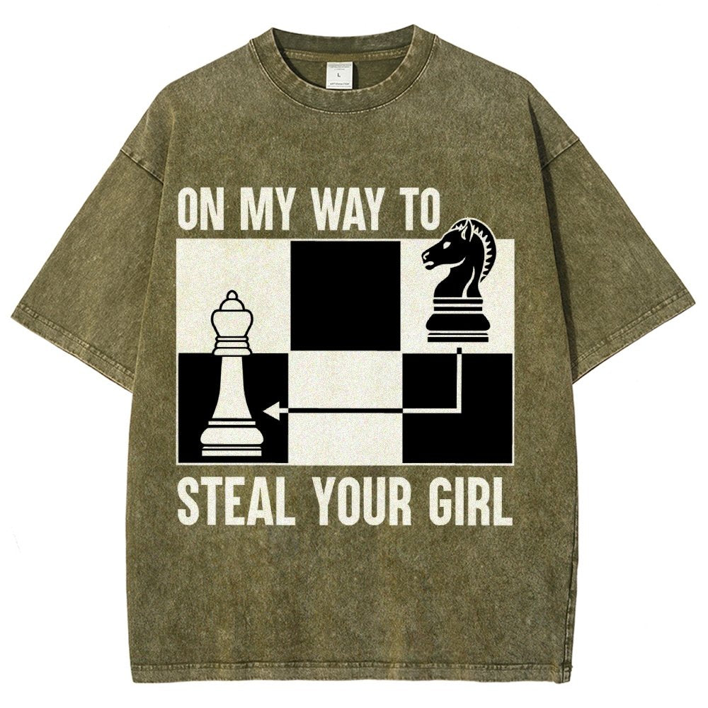 Chess Game On My Way To Steal Your Girl Vintage Distressed T-shirt