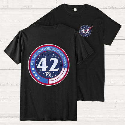 42 Life Universe and Everything Front And Back Printing Geek T-Shirt