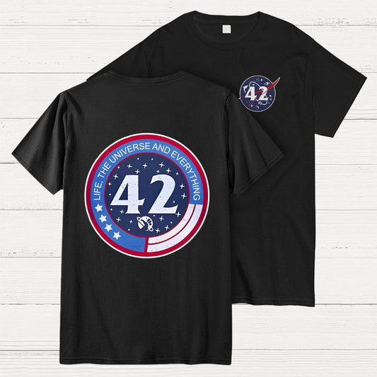 42 Life Universe and Everything Front And Back Printing Geek T-Shirt
