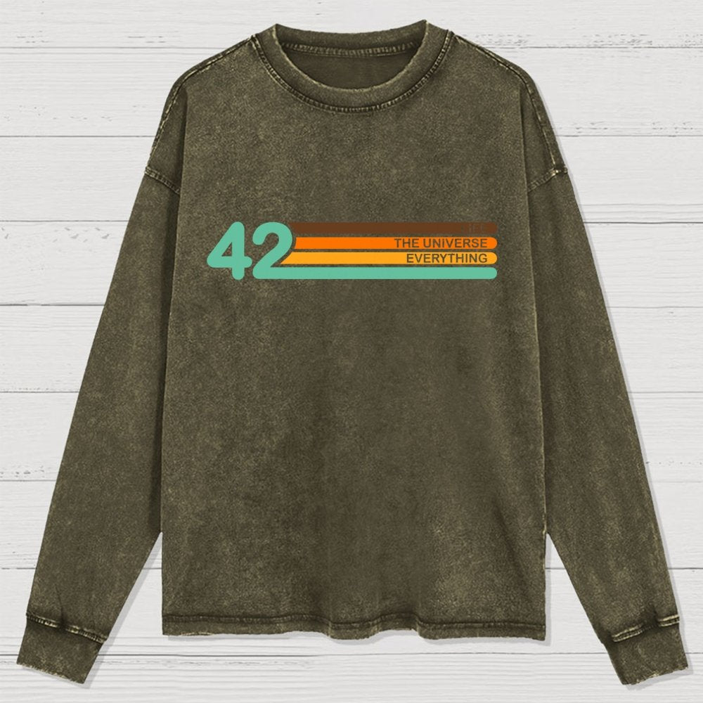 42  Life The Universe And Everything Washed Long Sleeve Tee