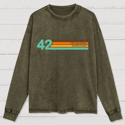 42  Life The Universe And Everything Washed Long Sleeve Tee
