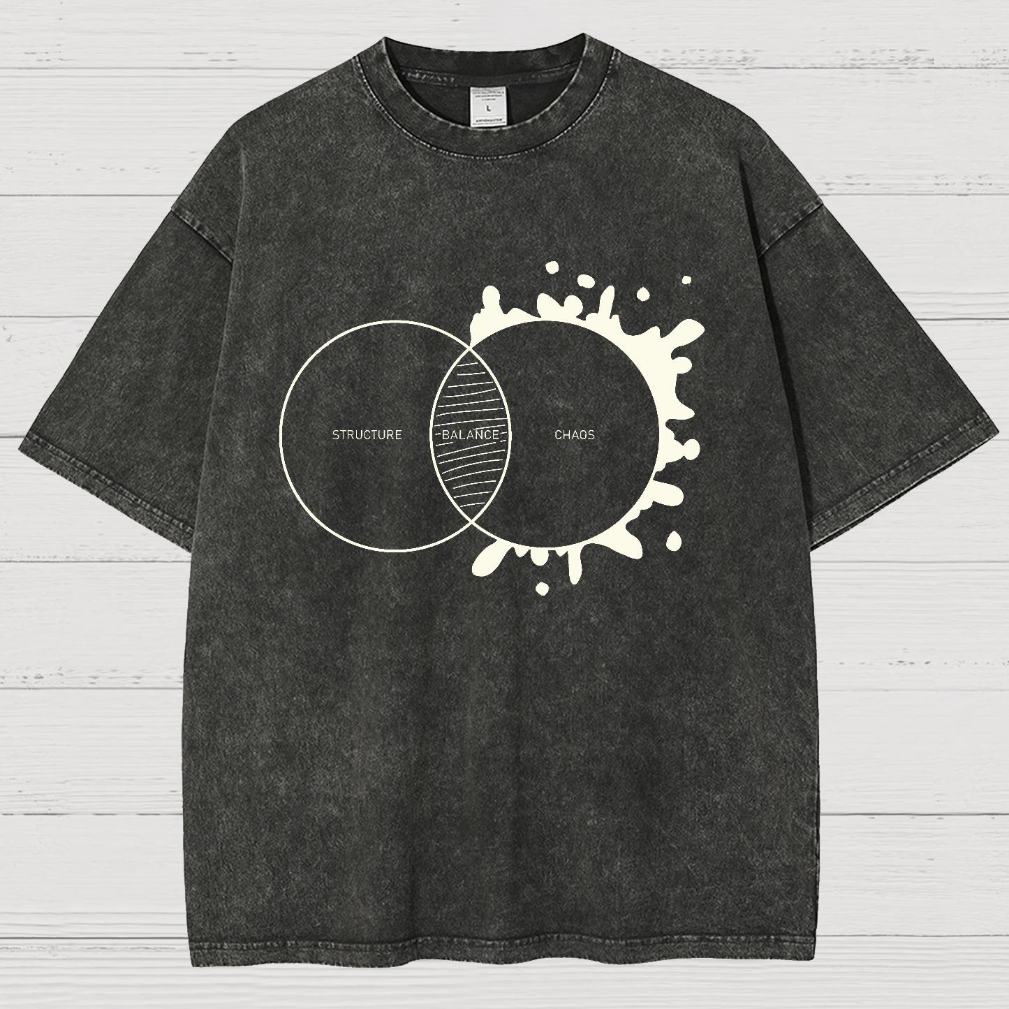 Balance Between Structure and Chaos Geek Vintage Distressed T-shirt