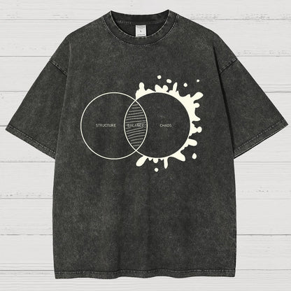 Balance Between Structure and Chaos Geek Vintage Distressed T-shirt