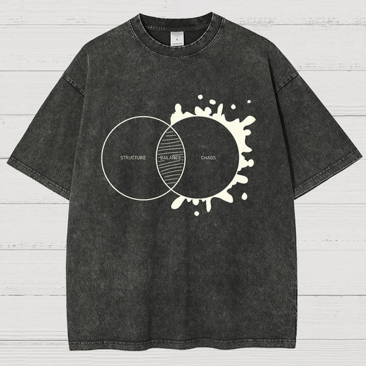 Balance Between Structure and Chaos Geek Vintage Distressed T-shirt