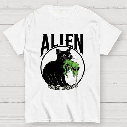 Black Cat Eating Alien Geek T-Shirt