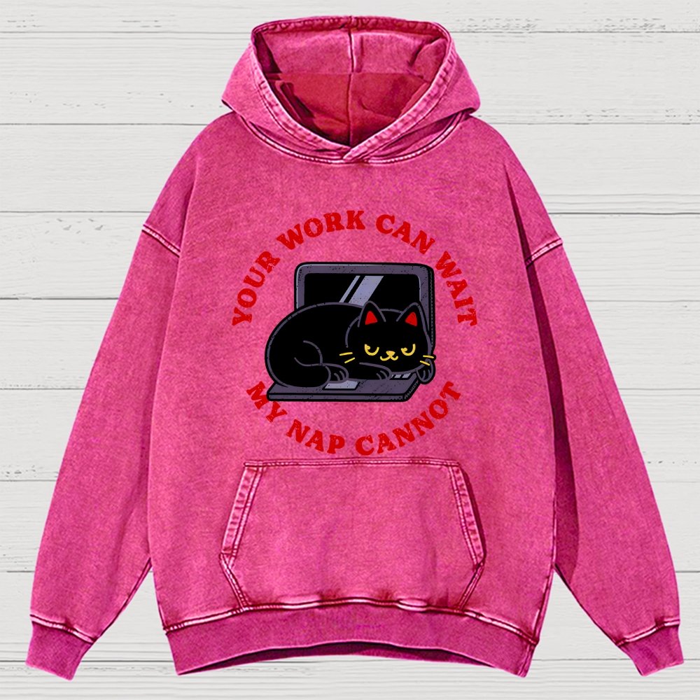 Work Can Wait Nap Cannot Vintage Distressed Hoodie