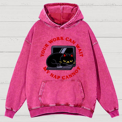 Work Can Wait Nap Cannot Vintage Distressed Hoodie
