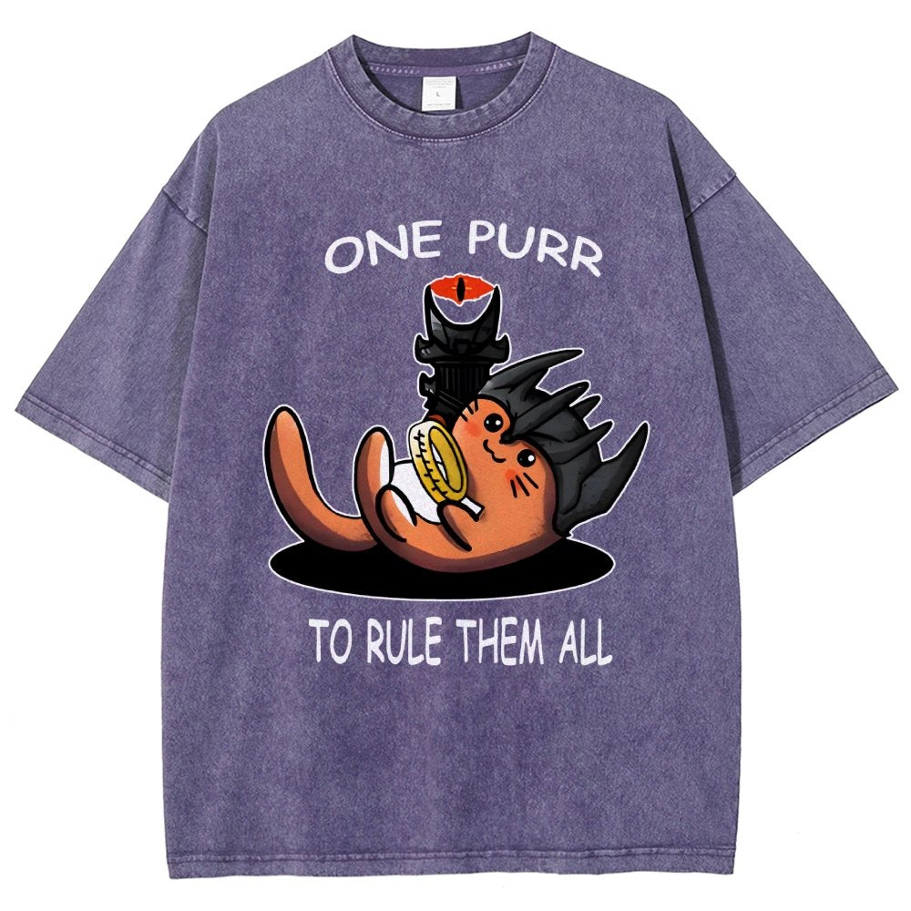 One Purr to Reign Them All Vintage Distressed T-shirt