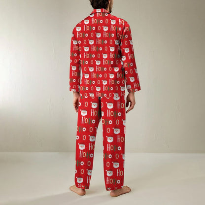 Unisex Christmas Print Geek Long Sleeve Pajama Set