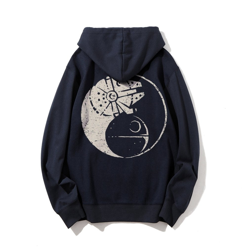 Balancing The Power Geek Printed Back Unisex Cotton Hoodie