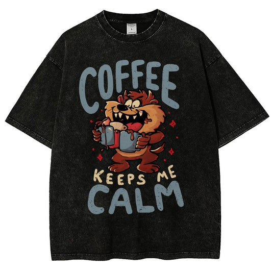 Coffee Keeps Me Calm Vintage Distressed T-shirt