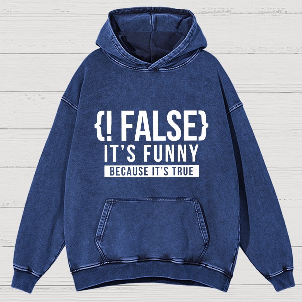 !False Programmer Coding Code Coder Vintage Distressed Hoodie