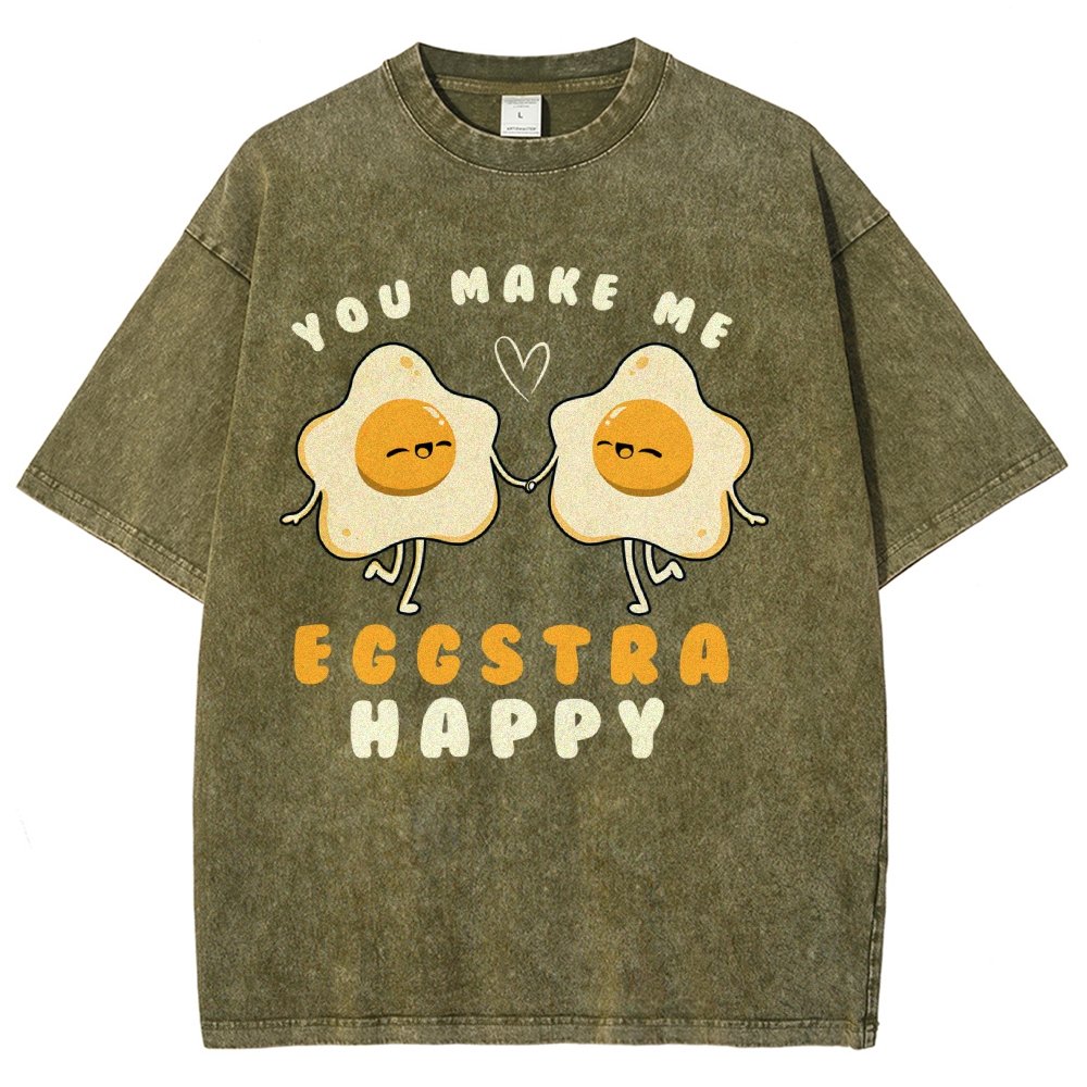 You Make Me Eggstra Happy Vintage Distressed T-shirt