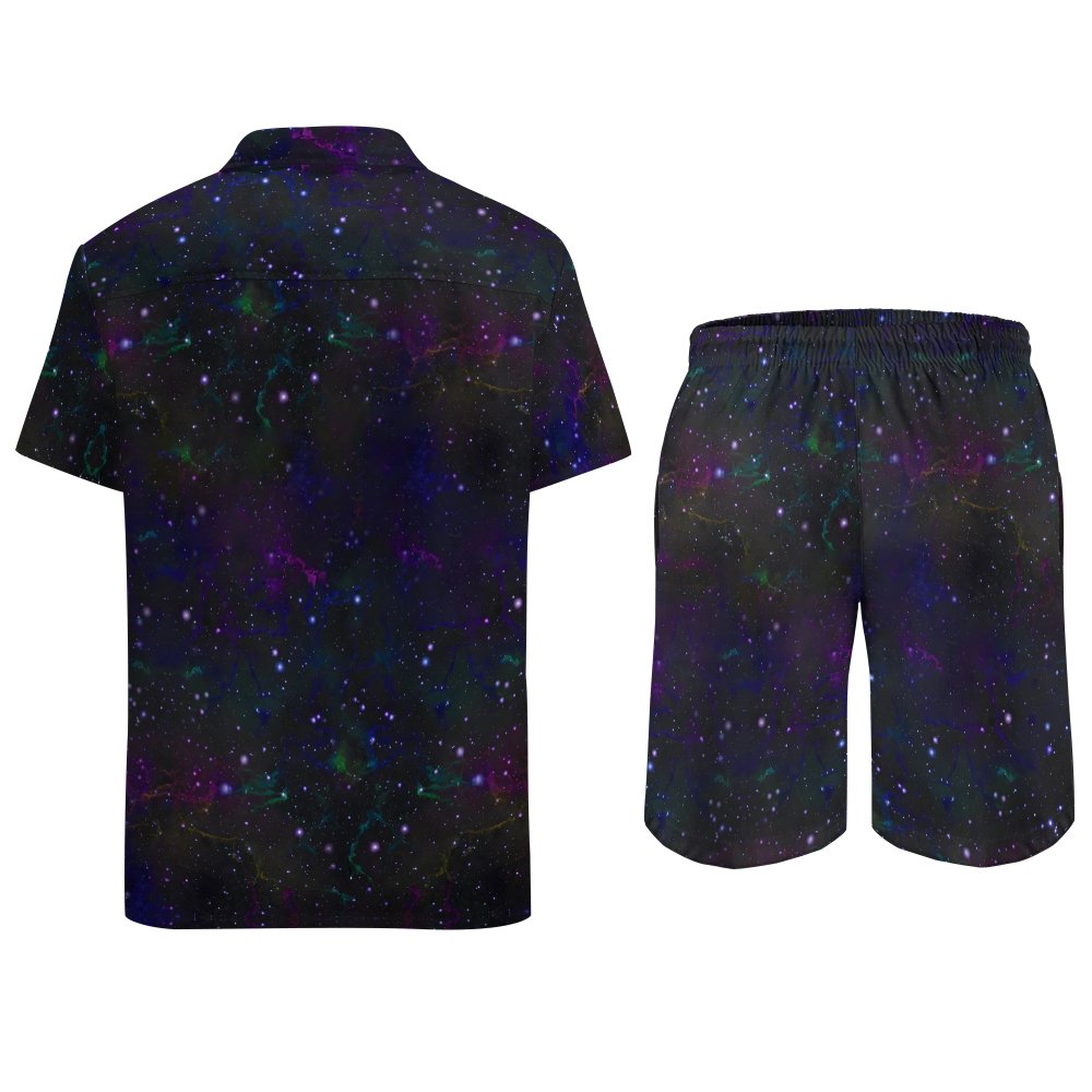 Cool Starry Sky Print Hawaiian Shirt Set
