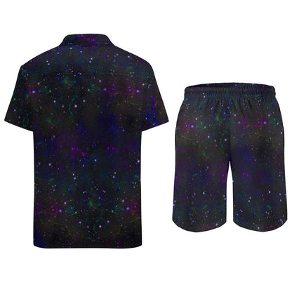 Cool Starry Sky Print Hawaiian Shirt Set