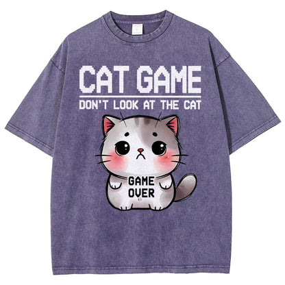 Funny Cat Game-Game Over Vintage Distressed T-shirt