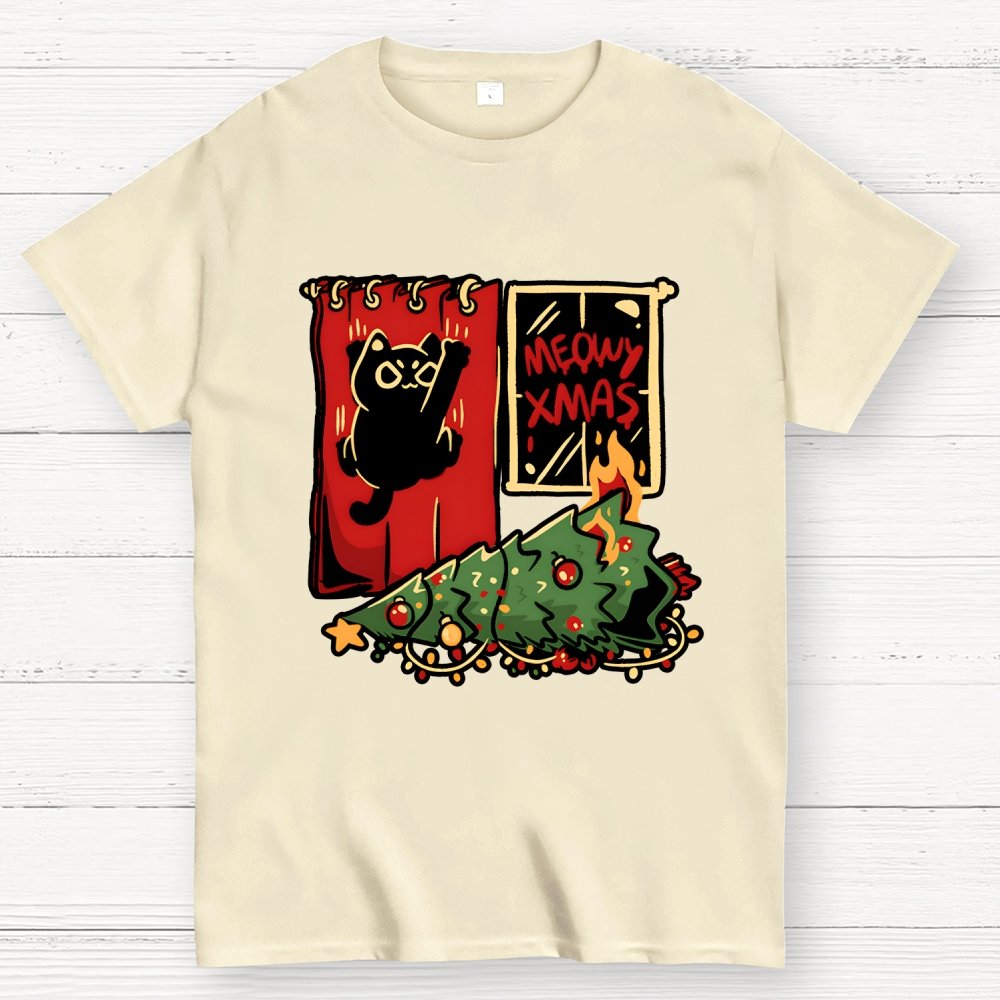 Meowy Xmas Cat Geek T-Shirt