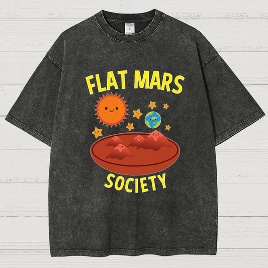 Flat Mars Society Nerdy Vintage Distressed T-shirt
