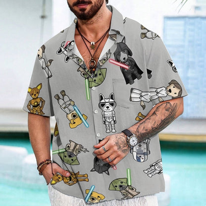 Tie The Fighter Dog Funny Geek Hawaiian Shirt