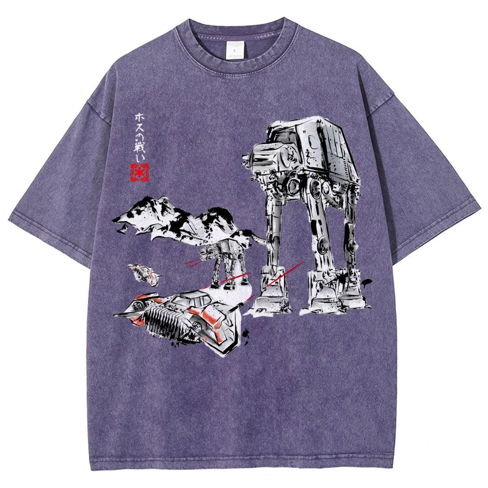 Battle In The Snow Sumi-E Vintage Distressed T-shirt