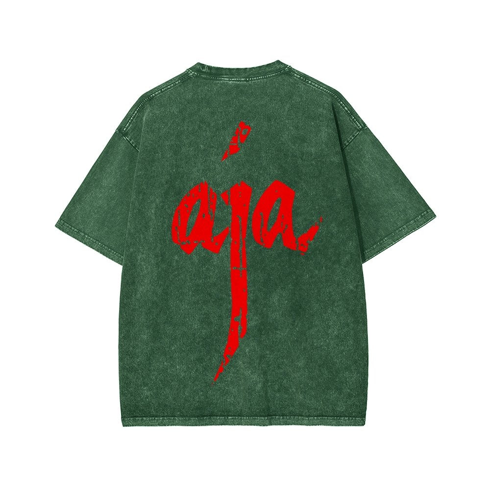 Aja Front And Back Printing Washed T-shirt