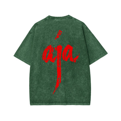 Aja Front And Back Printing Washed T-shirt