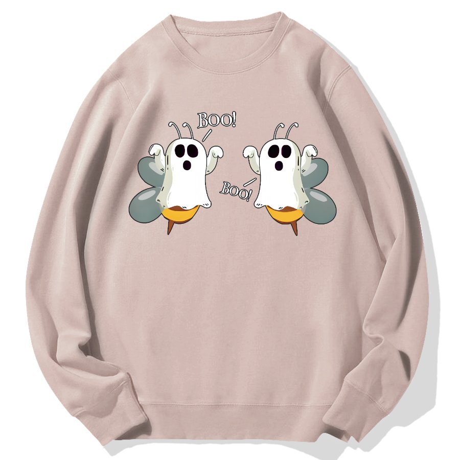 Ghost Bees Saying Boo Funny Halloween Geek Cotton Sweatshirt