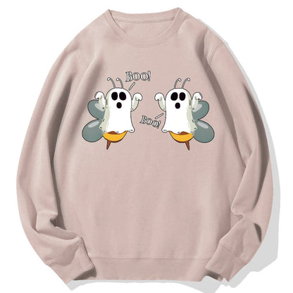 Ghost Bees Saying Boo Funny Halloween Geek Cotton Sweatshirt