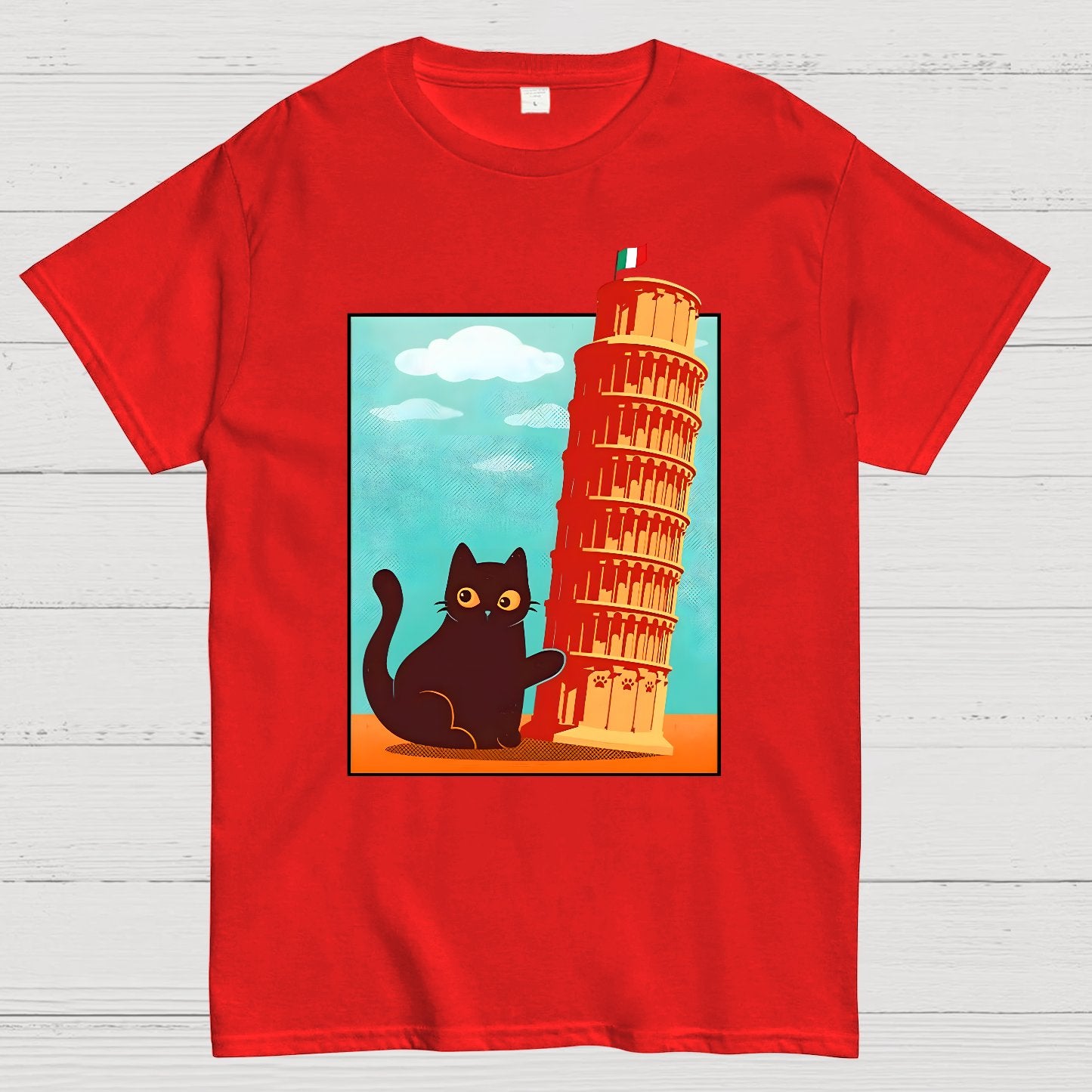 Purrfectly Tilted Funny Cat Geek T-Shirt
