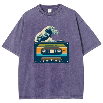 Summer Hits Of Kanagawa Cassette Vintage Distressed T-shirt