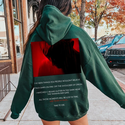 Tears in Rain-Tears in Red-Time to Die Printed Back Cotton Hoodie