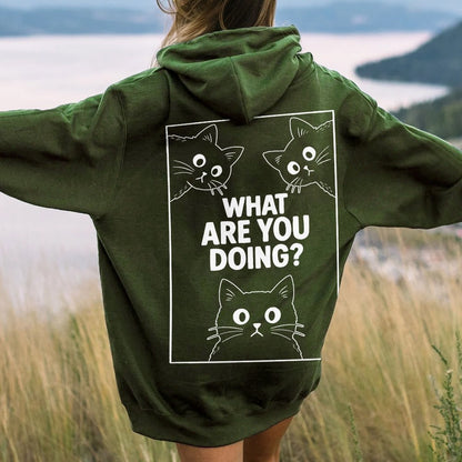 What Are You Doing Printed Back Unisex Cotton Hoodie