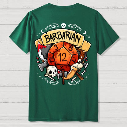 Barbarian Dice Game Front And Back Printing Geek T-Shirt