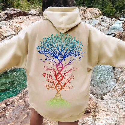 DNA Tree Of Life Science Printed Back Unisex Cotton Hoodie