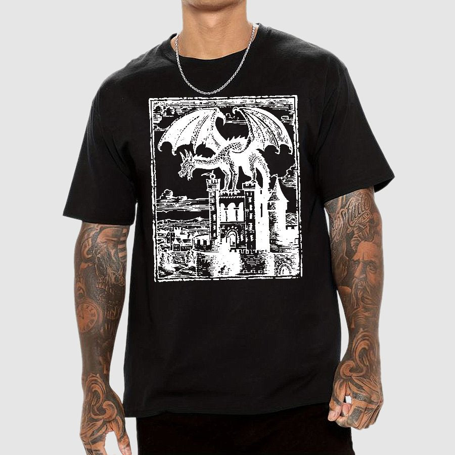 Dragon Vintage Dark Art Graphic Geek T-Shirt