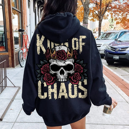 King Of Chaos Printed Back Cotton Hoodie