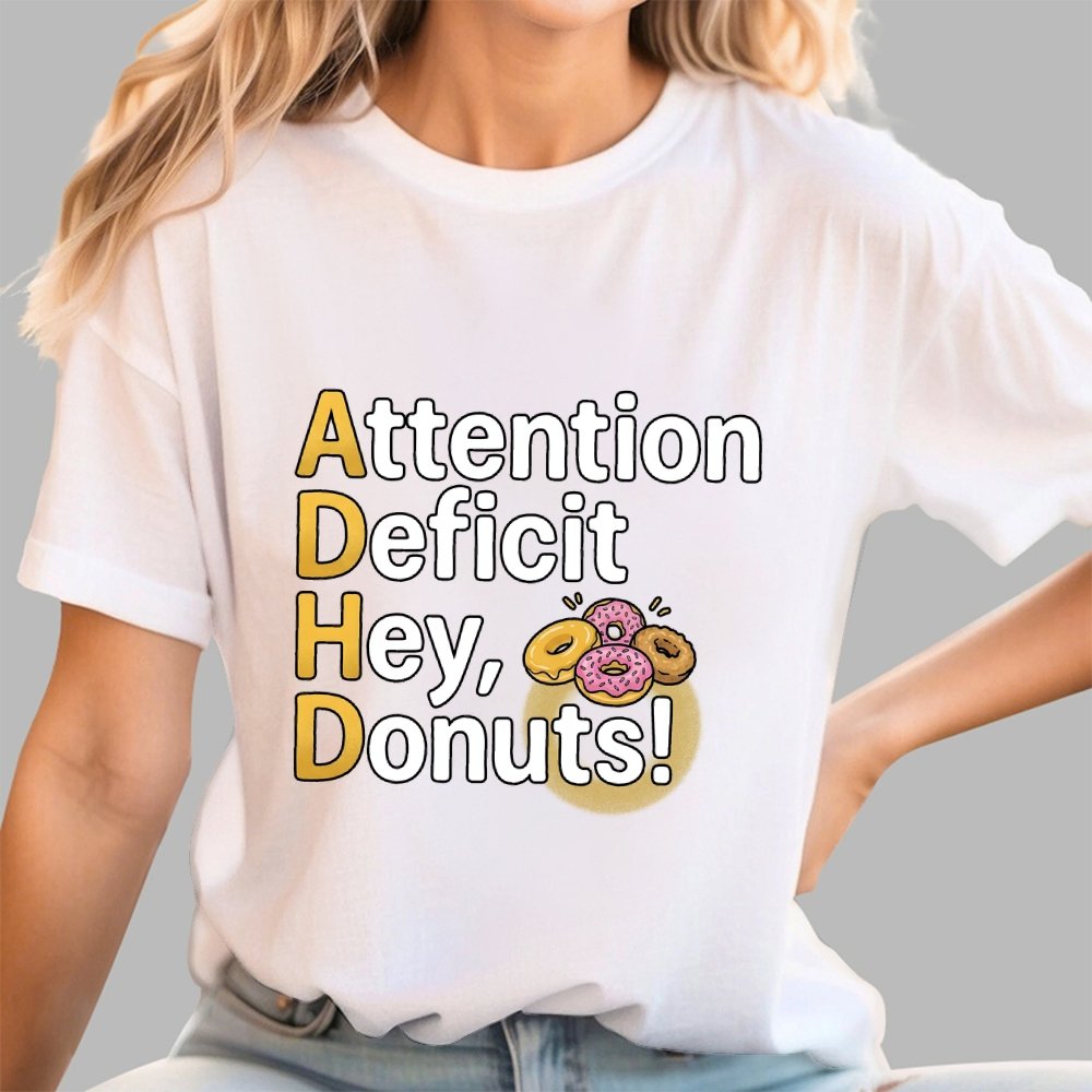 Attention Deficit Hey, Donuts! Art Print Geek T-Shirt