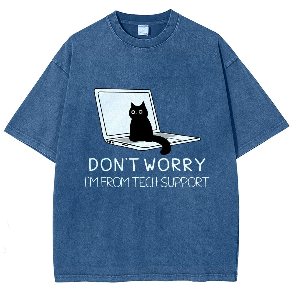 Funny Cat Tech Support  Vintage Distressed T-shirt