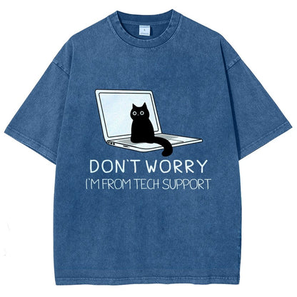 Funny Cat Tech Support  Vintage Distressed T-shirt