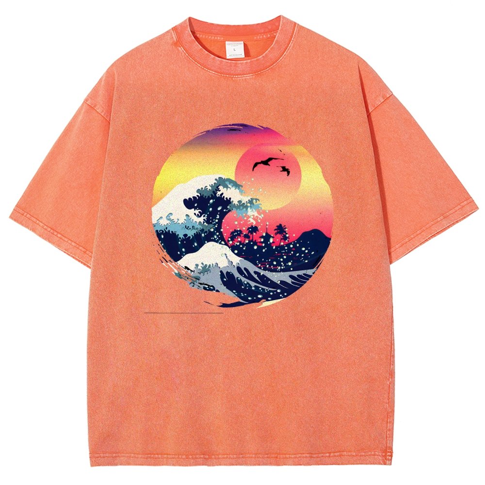 The Great Waves Vintage Distressed T-shirt